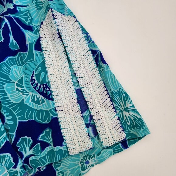 Lilly Pulitzer Renato Sequined Tunic Top Agate Green Mint to Be Floral Tropical - Picture 9 of 13